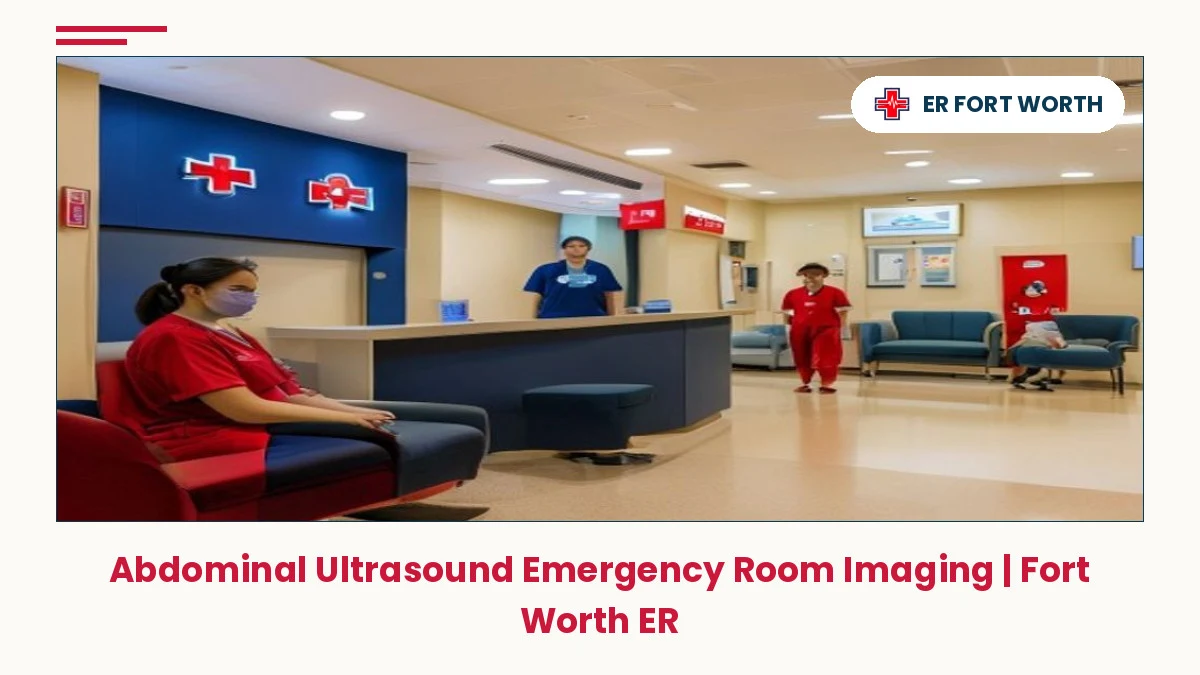 ER of Fort Worth reception area with welcoming clinical design and emergency care signage