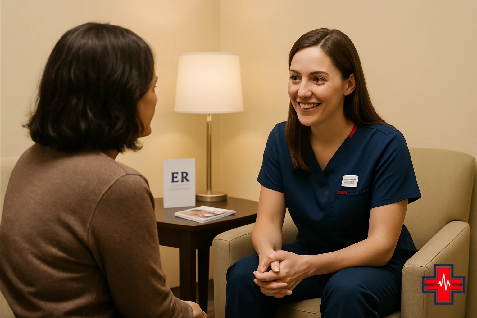 Compassionate post-test counseling session with healthcare provider in Fort Worth emergency room